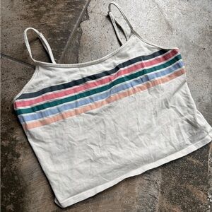 American Eagle Outfitters Cream Striped Crop Top